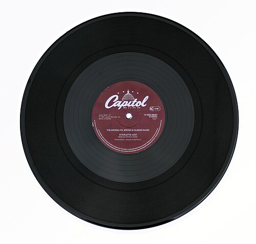 A 12-inch vinyl single on a Capitol Records label viewed from directly above