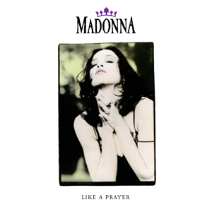 The Madonna Like a Prayer single cover, a portrait with hands clasped near the chin