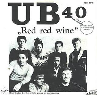 The single cover art for Red Red Wine by UB40, a group photo of the eight band members