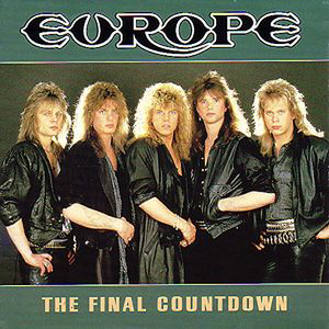 The single cover art for The Final Countdown by Europe, a group portrait of the five band members