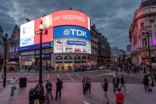 Piccadilly Circus at night, the heart of the London West End where Pet Shop Boys set West End Girls