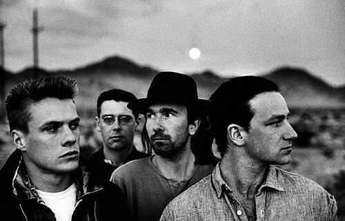 U2 in a 1987 Island Records publicity photo by Anton Corbijn