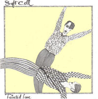 The 7 inch single cover art for Soft Cell's Tainted Love with a hand-drawn illustration of dancers