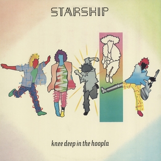 The album cover for Starship's Knee Deep in the Hoopla, with illustrated figures of the band