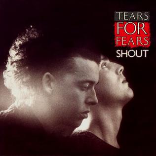 The single cover art for Shout by Tears for Fears, a sepia toned photo of the two band members in profile