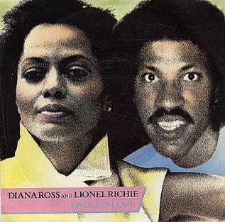 The single cover for Endless Love by Diana Ross and Lionel Richie, a portrait photo of the two singers