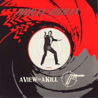 The single cover for A View to a Kill by Duran Duran, showing a gun barrel motif from the James Bond film series