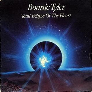 The single cover for Total Eclipse of the Heart by Bonnie Tyler, a glowing eclipsed sphere against a starry sky