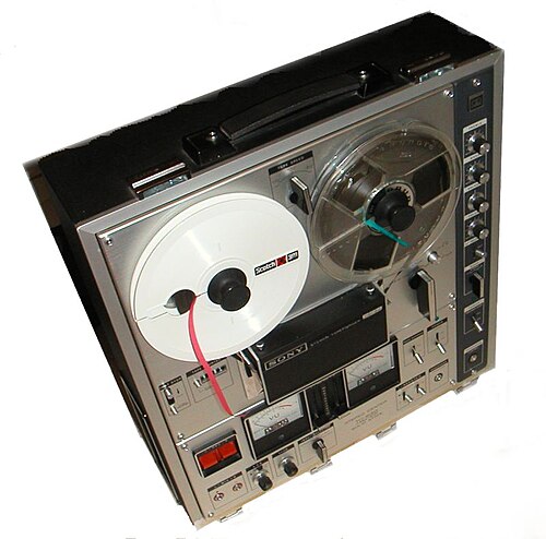 A vintage Sony reel-to-reel tape recorder, the type of machine used to capture radio airchecks